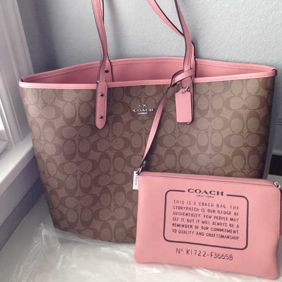 Coach Handbags - NWT Coach Reversible City Tote/Khaki/Blush 2